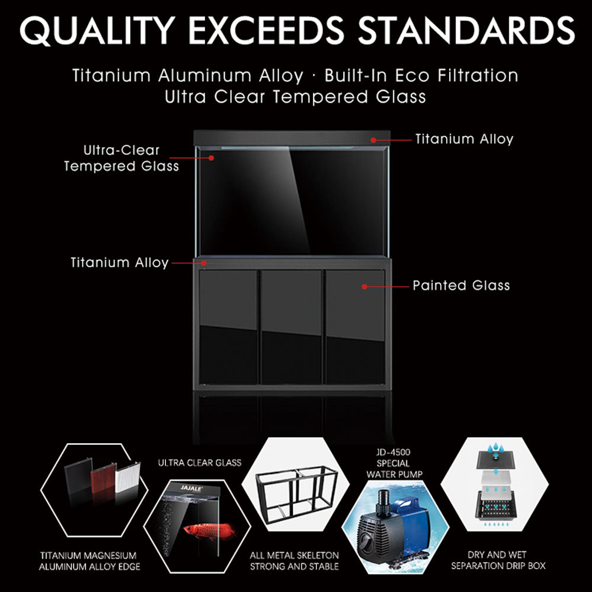 Aqua Dream 175 Gallon Tempered Glass All-in-One Aquarium Black AD-1560-ABK