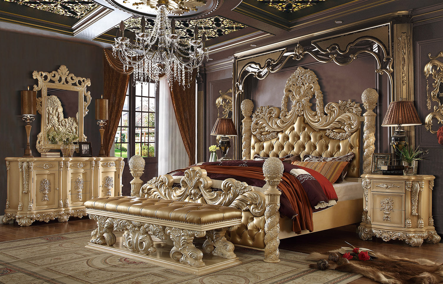 Homey Design Antique Silver Bedroom Set HD-7266 – 5PC