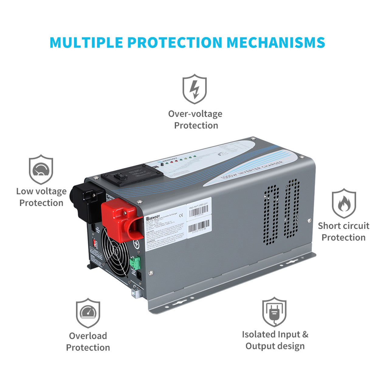 Renogy 1000W Pure Sine Wave Inverter Charger RNG-INVT-1000-12V-C-US