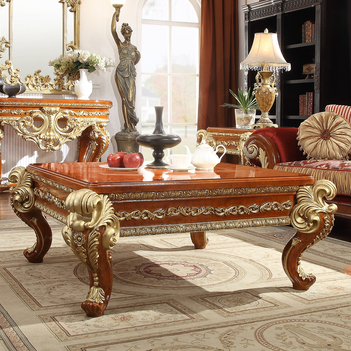 Homey Design Coffee Table Set Gold & Tan HD-8024 – 3PC