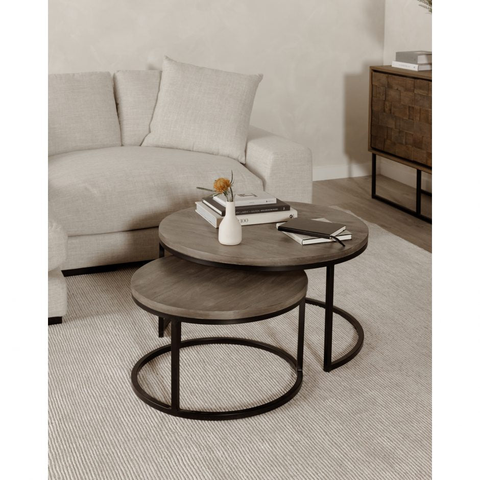 Moes Home Collection Drey Round Nesting Coffee Tables Set Of 2 BV-1011-15