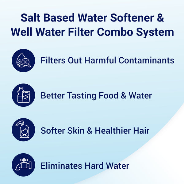 Rkin Salt Based Water Softener and Well Water Filter Combo