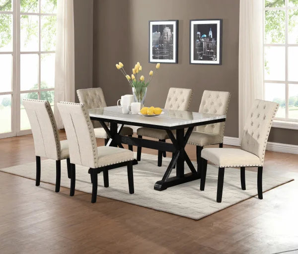 BQF Dining Set, Dining Table w/ Faux Marble Top D115D5