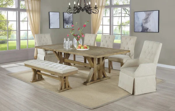 BQF Classic Tufted Beige Dining Set D93D9