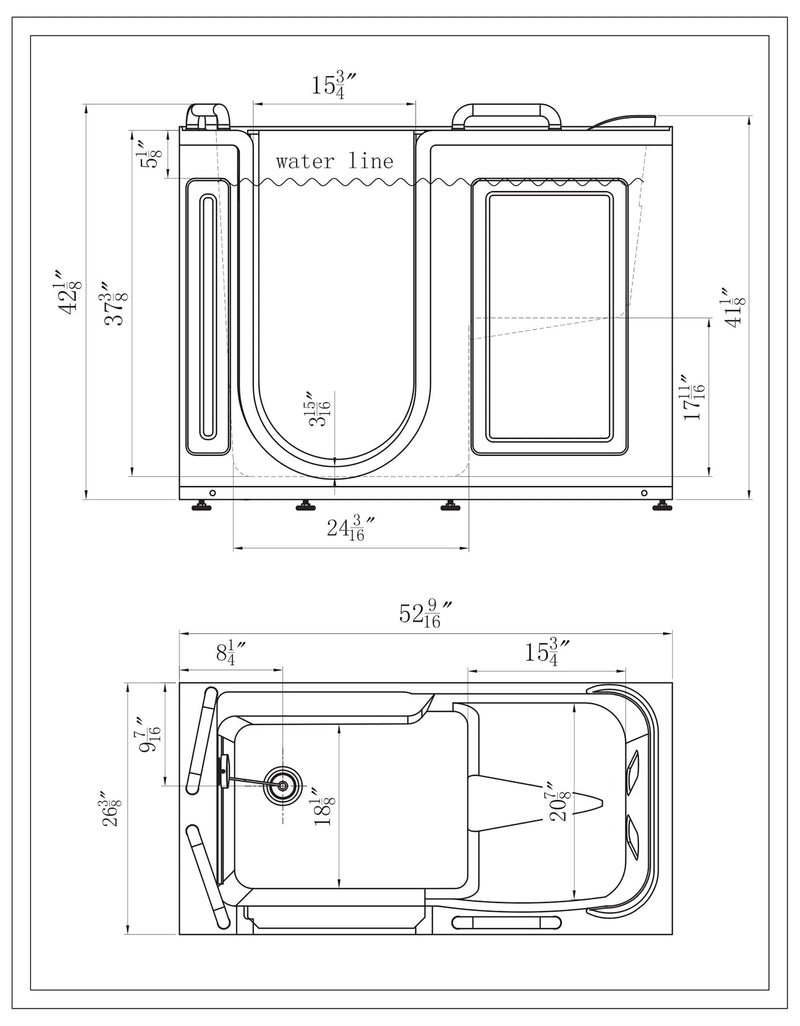 Empava-53WIT373 53 in. Walk-in Soaking Bathtub