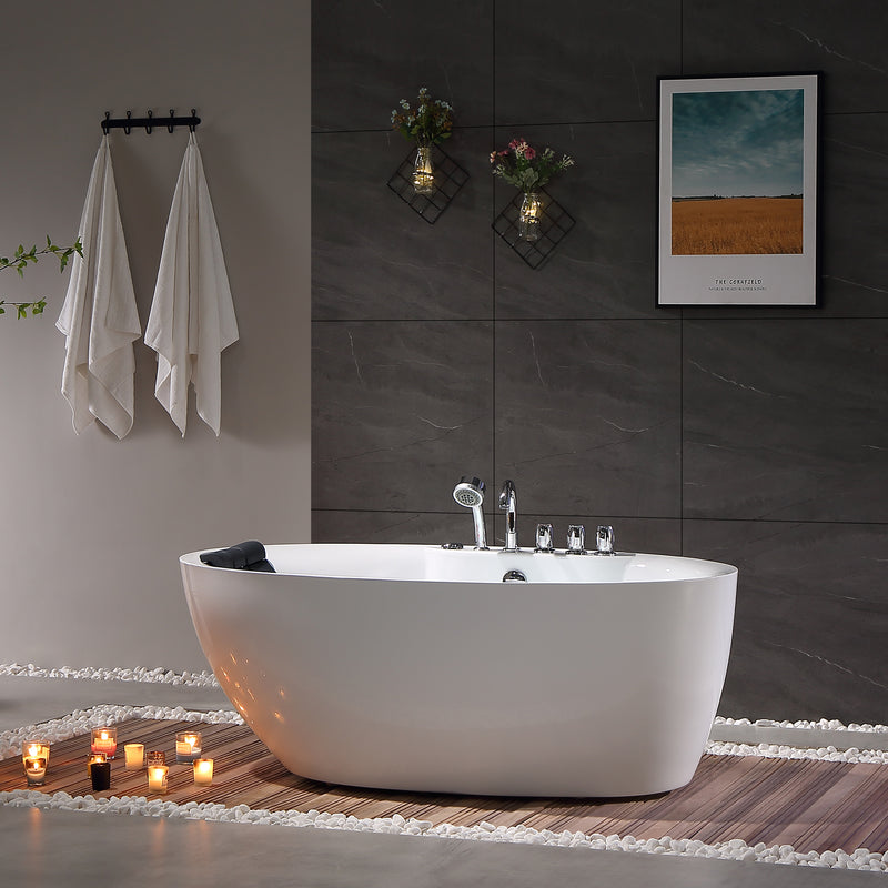 Empava Whirlpool Freestanding Acrylic Oval Bathtub