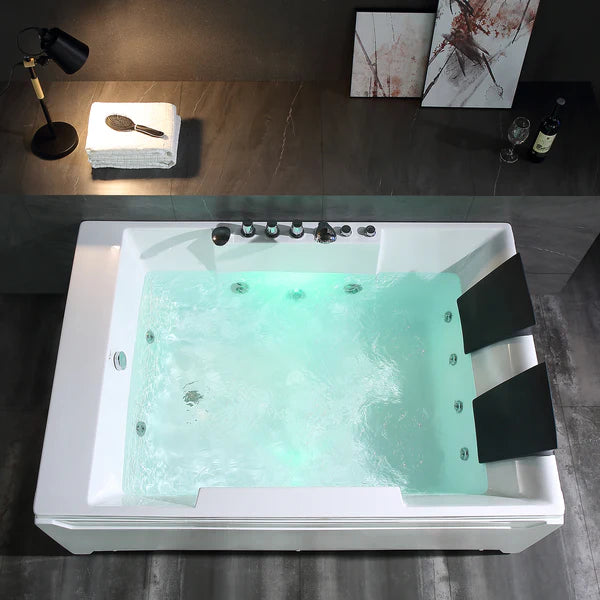 Empava-72JT367LED 72 in. Whirlpool Luxury 2-Person Hydromassge Bathtub