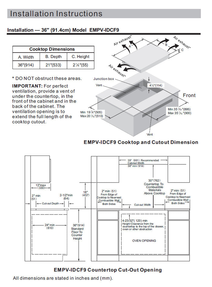 Empava IDCF9 36 in Electric Stove Induction Cooktop