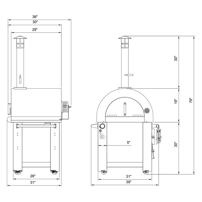 Empava PG03 Outdoor Wood Fired and Gas Pizza Oven