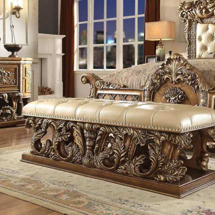 Homey Design Gold and Brown Bench HD-8018