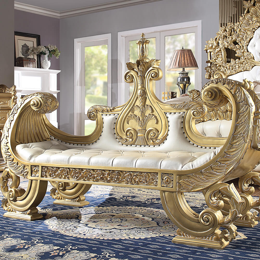 Homey Design Bright Gold Bench HD-8086