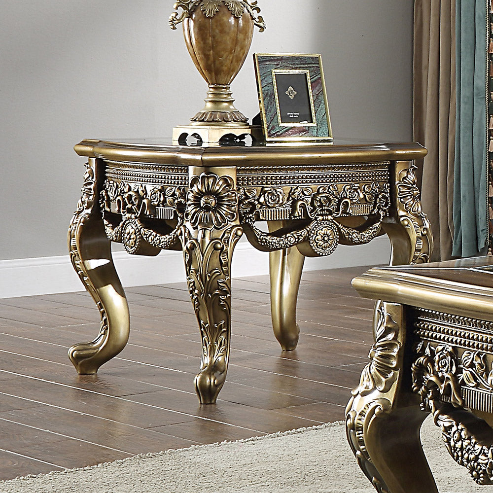 Homey Design 3 PC Metallic Gold Coffee Table Set HD-905 BR