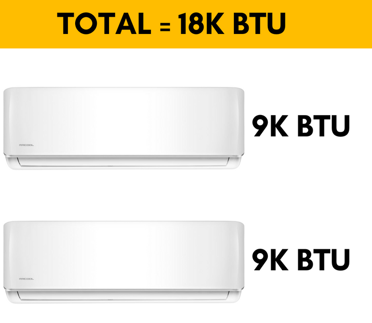 MRCOOL DIY Mini Split - 18,000 BTU 2 Zone Ductless Air Conditioner and Heat Pump with Install Kits| Wall Mount | DIYM218HPW00C00