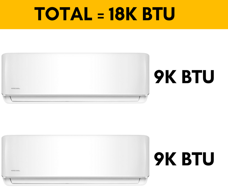 MRCOOL DIY Mini Split - 18,000 BTU 2 Zone Ductless Air Conditioner and Heat Pump with Install Kits| Wall Mount | DIYM218HPW00C00
