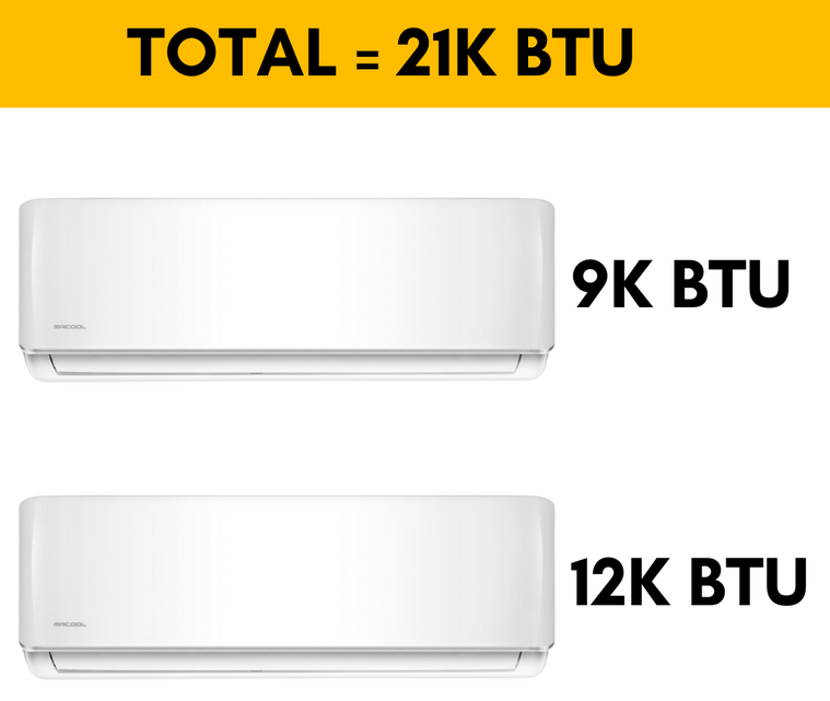 MRCOOL DIY Mini Split - 21,000 BTU 2 Zone Ductless Air Conditioner and Heat Pump with Install Kit | DIYM218HPC01C00