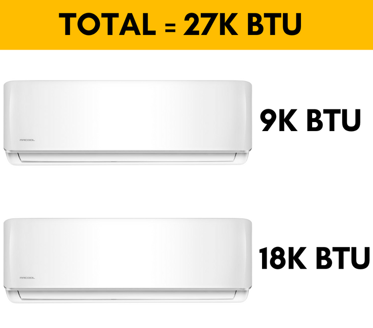 MRCOOL DIY Mini Split - 27,000 BTU 2 Zone Ductless Air Conditioner and Heat Pump with Install Kit| Wall Mount | DIYM227HPW01C00