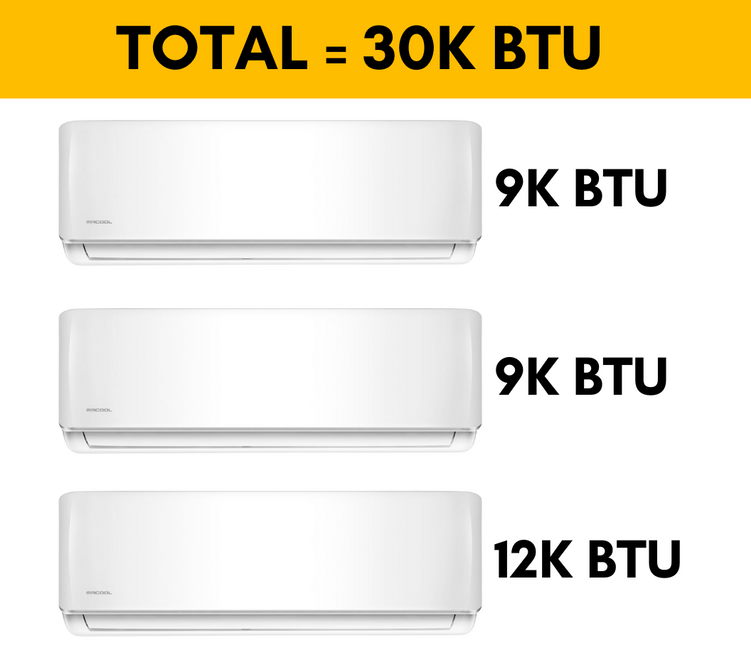 MRCOOL DIY Mini Split - 30,000 BTU 3 Zone Ductless Air Conditioner and Heat Pump with Install Kit, DIYM336HPW01C28