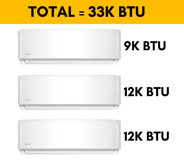 MRCOOL DIY Mini Split - 33,000 BTU 3 Zone Ductless Air Conditioner and Heat Pump with Install Kit|DIYM327HPW02C00