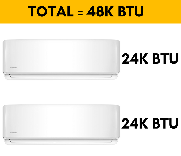 MRCOOL DIY Mini Split - 48,000 BTU 2 Zone Ductless Air Conditioner and Heat Pump with 25 ft. Install Kit, DIYM248HPW01C07