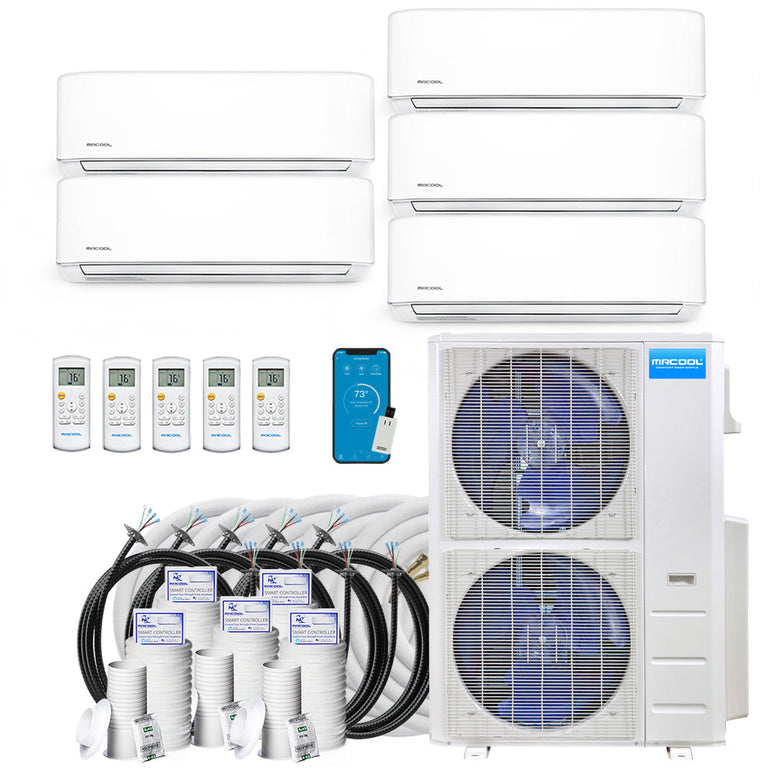 MRCOOL DIY Mini Split - 48,000 BTU 5 Zone Ductless Air Conditioner and Heat Pump with Install Kit| Wall Mount |DIYM548HPW01C00