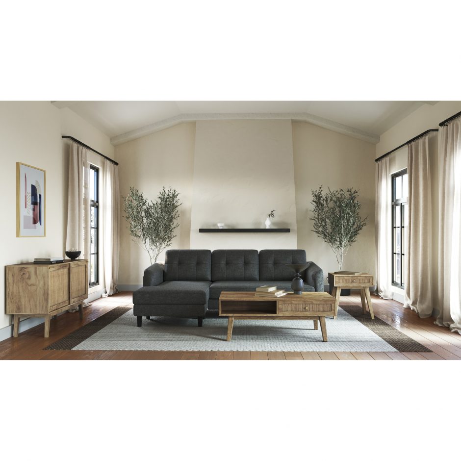 Moes Home Belagio Sofa Bed With Chaise Charcoal Left MT-1019-07-L