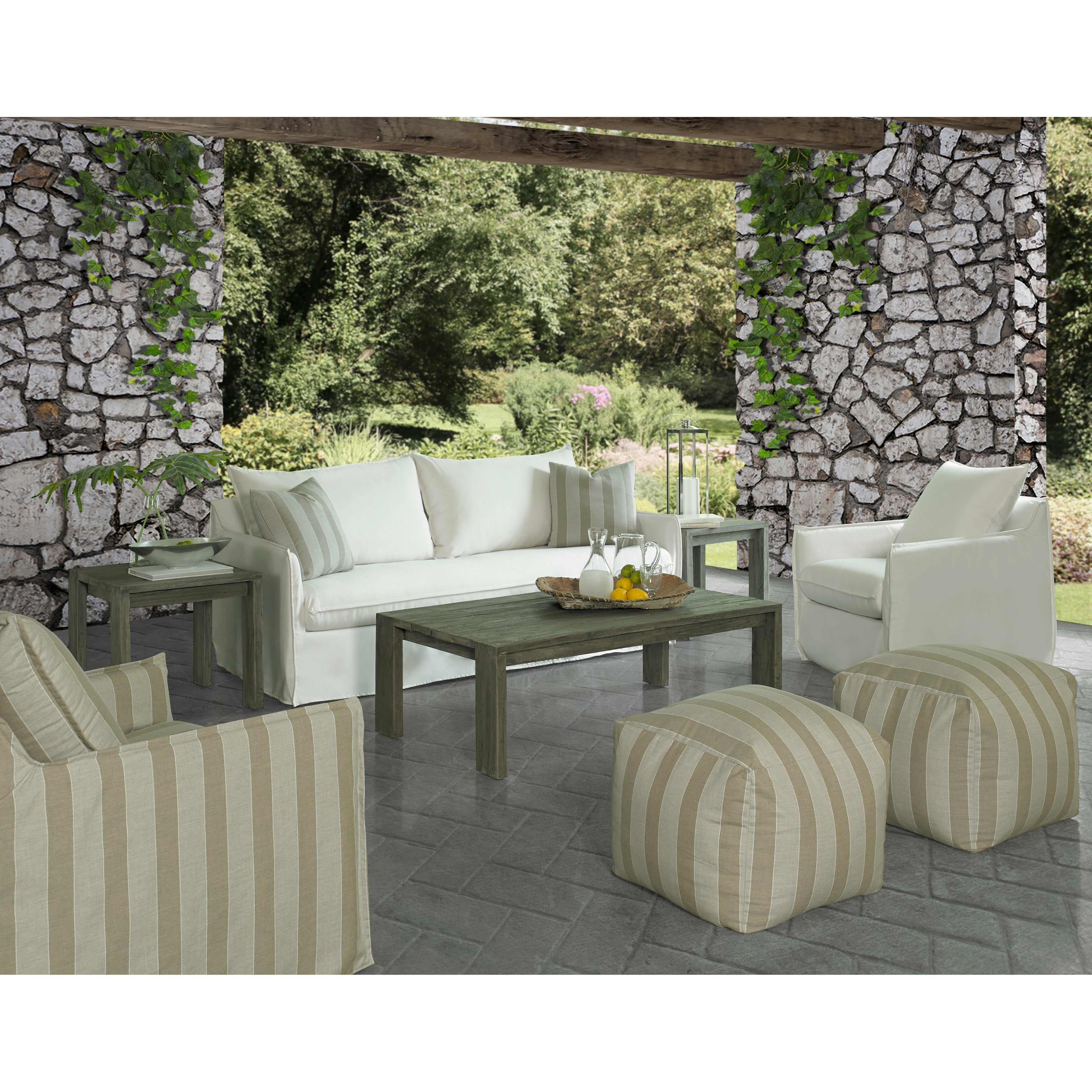 Outdoor Santa Monica Sofa - Canvas Natural - Padma's Plantation OL-SAM04-CNVNAT