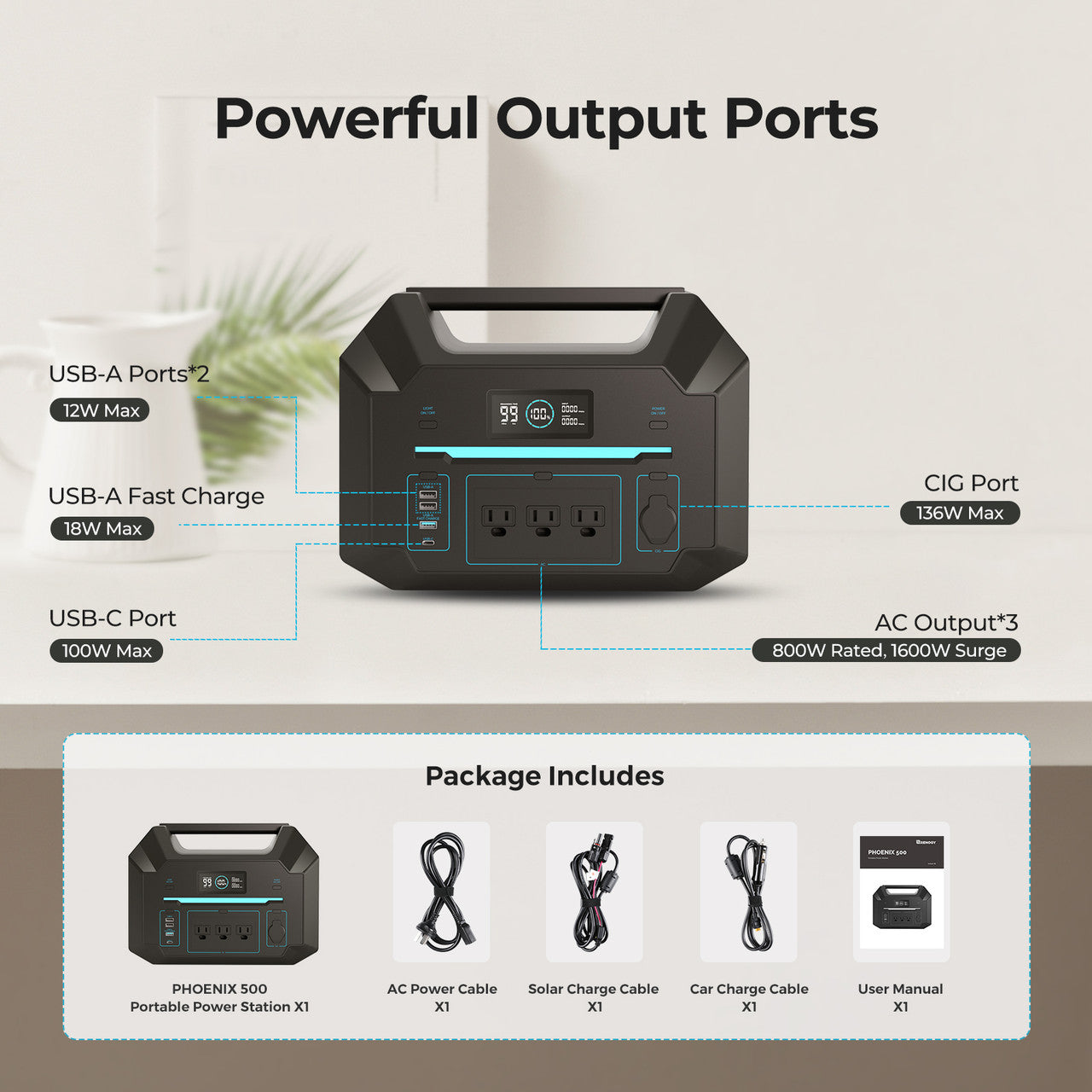 Renogy PHOENIX 500 Portable Power Station RPS5080AA-US