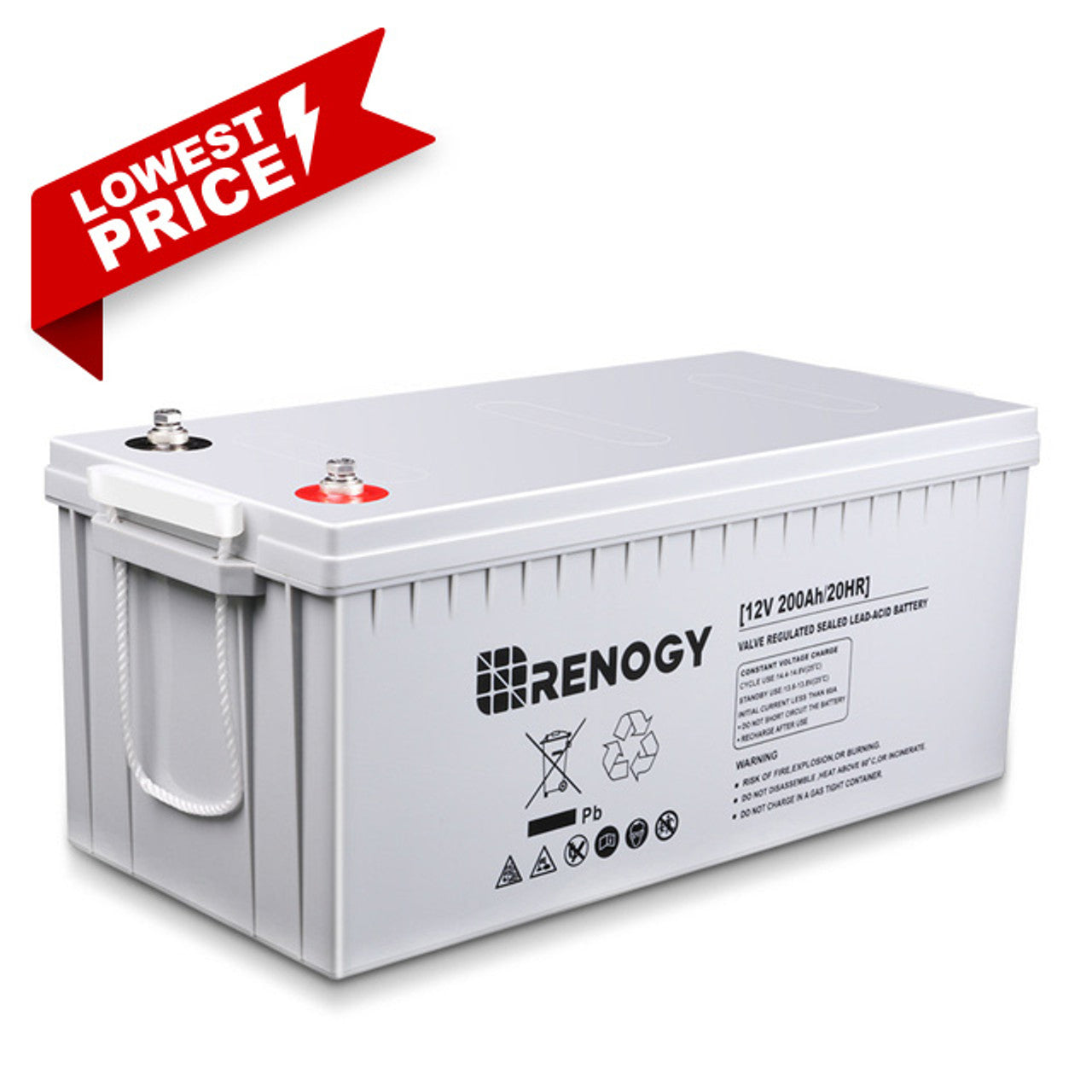 Renogy Deep Cycle AGM Battery 12 Volt 200Ah RNG-BATT-AGM12-200-US