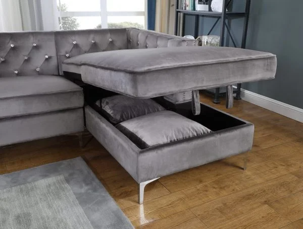 BQF 2 Piece Velvet Sectional W/ Storage Compartment S313