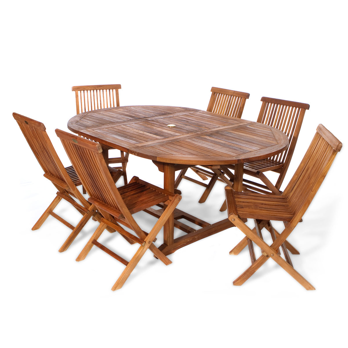 All Things Cedar 7 Pc Premium Wood Oval Folding Set TE70