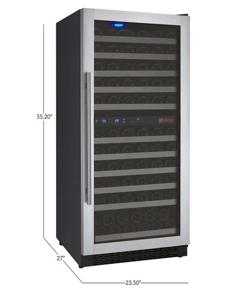 Allavino 24" Wide FlexCount II Tru-Vino 121 Bottle Dual Zone Stainless Steel Right Hinge Wine Refrigerator