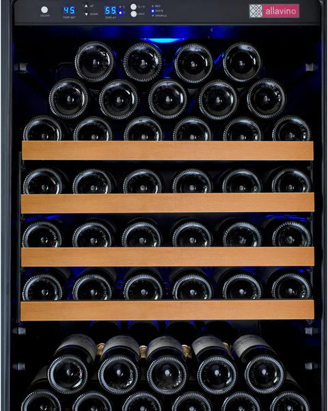 Allavino 47" Wide FlexCount II Tru-Vino 344 Bottle Four Zone Black Side-by-Side Wine Refrigerator