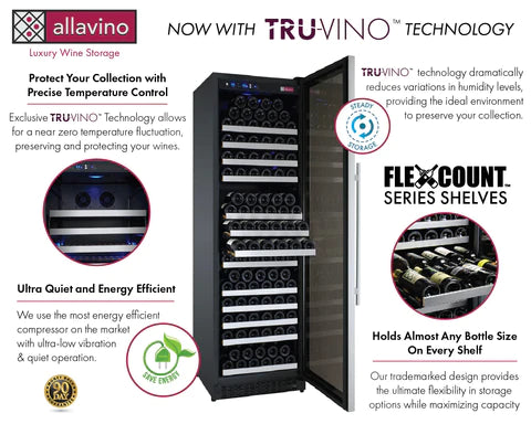 Allavino 47" Wide FlexCount II Tru-Vino 354 Bottle Dual Zone Stainless Steel Side-by-Side Wine Refrigerator