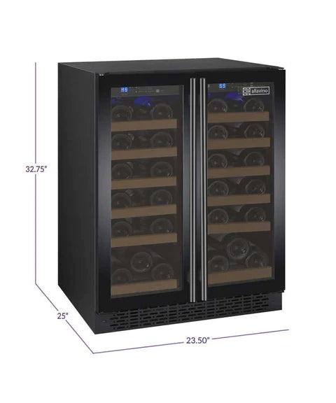 Allavino 24" Wide FlexCount II Tru-Vino 36 Bottle Dual Zone Black Wine Refrigerator