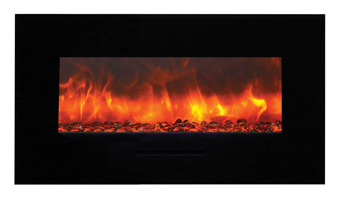 Amantii Wall Mount or Flush Mount Electric Fireplace with Glass Surround