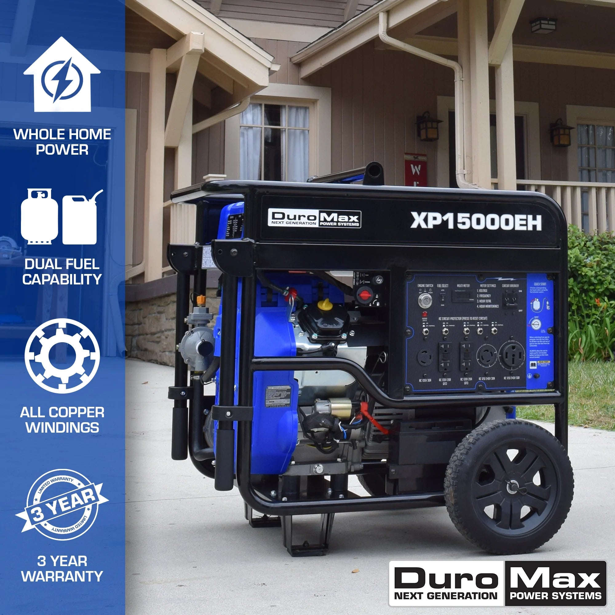 DuroMax 15,000 Watt Dual Fuel Portable Generator XP15000EH