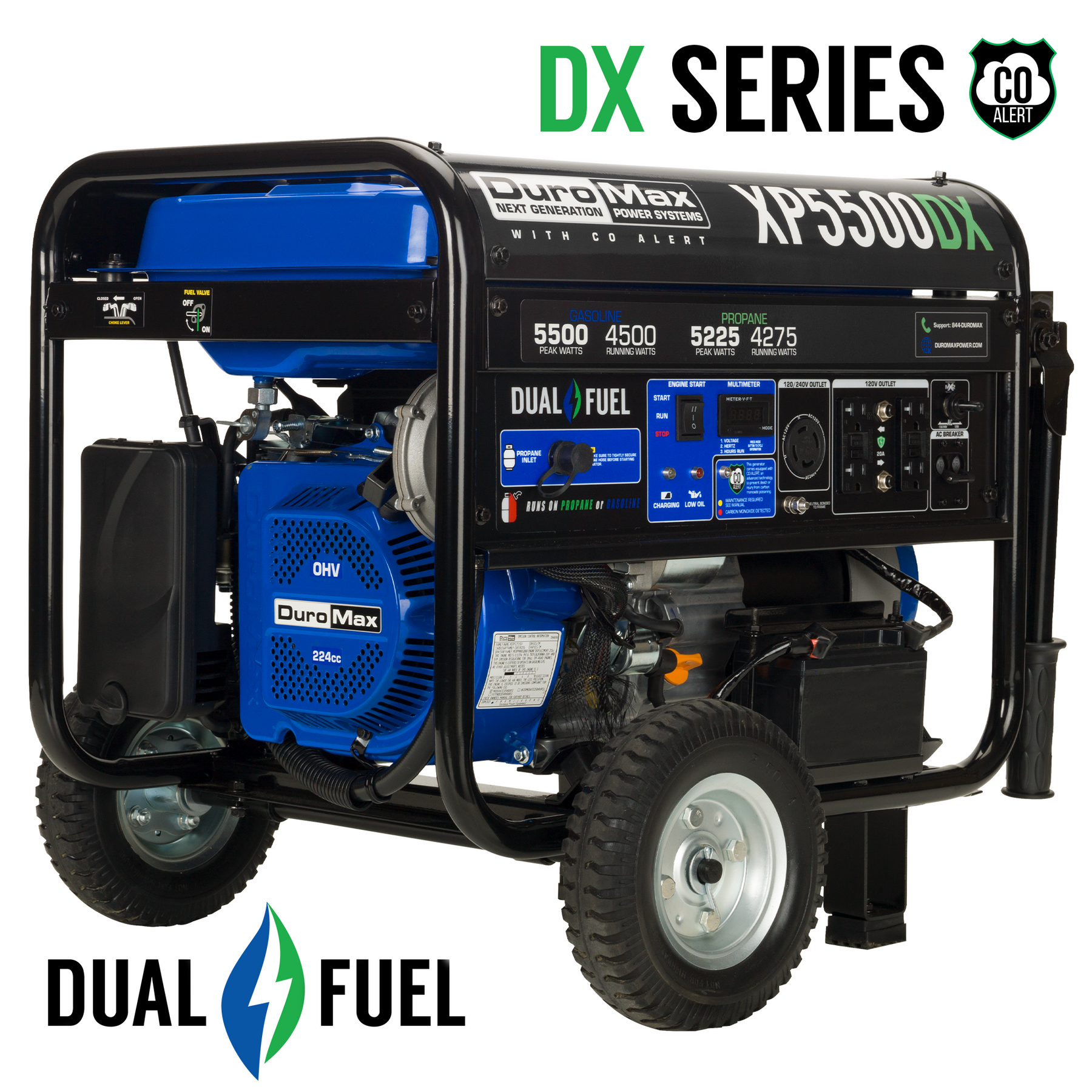 DuroMax 5,500 Watt Dual Fuel Portable Generator w/ CO Alert XP5500DX