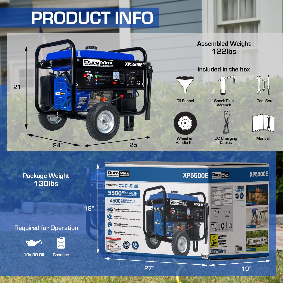 DuroMax 5,500 Watt Gasoline Portable Generator XP5500E