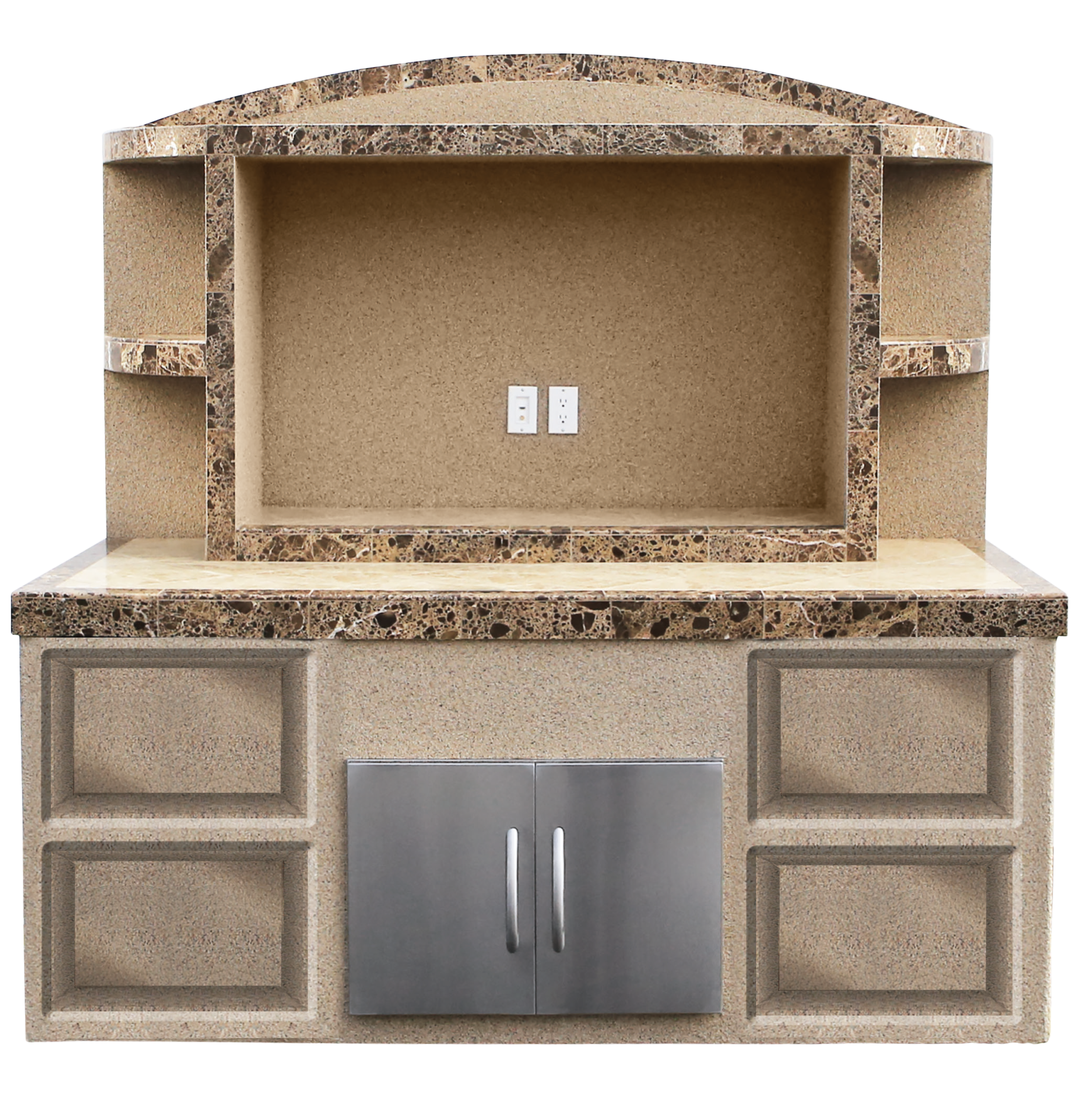 Cal Flame Stucco and Tile Outdoor Entertainment Center Serving Bar