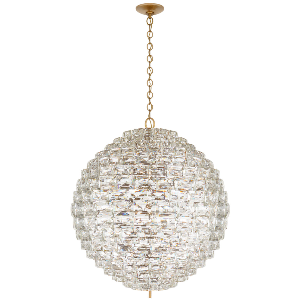 Foundry Chapman Myers Modern Sphere Chandelier In Antique Burnished Brass And Crystal CHC 5917AB/CG