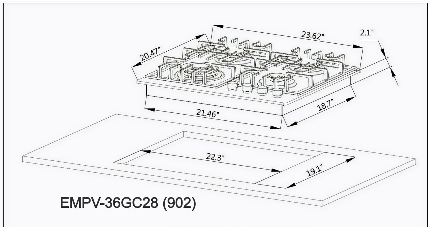 Empava 24GC28 24 in. Built-in Gas Cooktops (DISCONTINIUED)