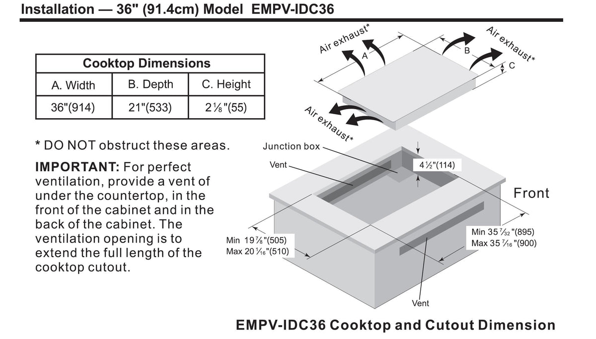 Empava IDC36 36 in. W x 21 in. D Induction Cooktop