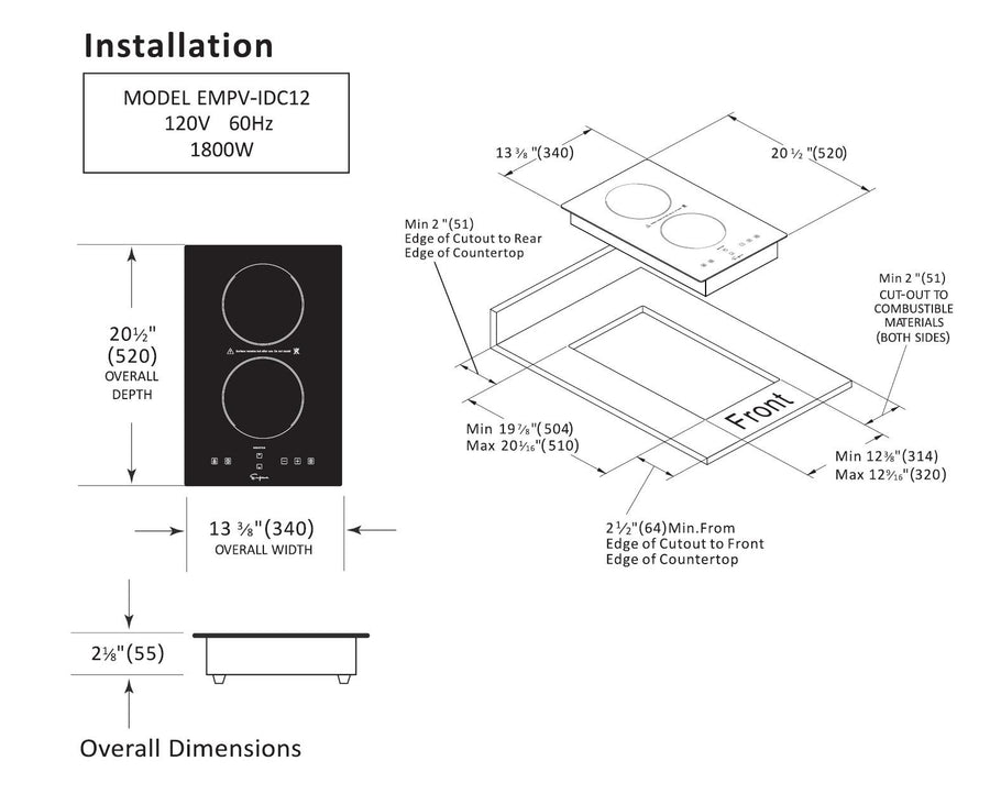 Empava IDC12 12 inch Portable Induction Cooktop