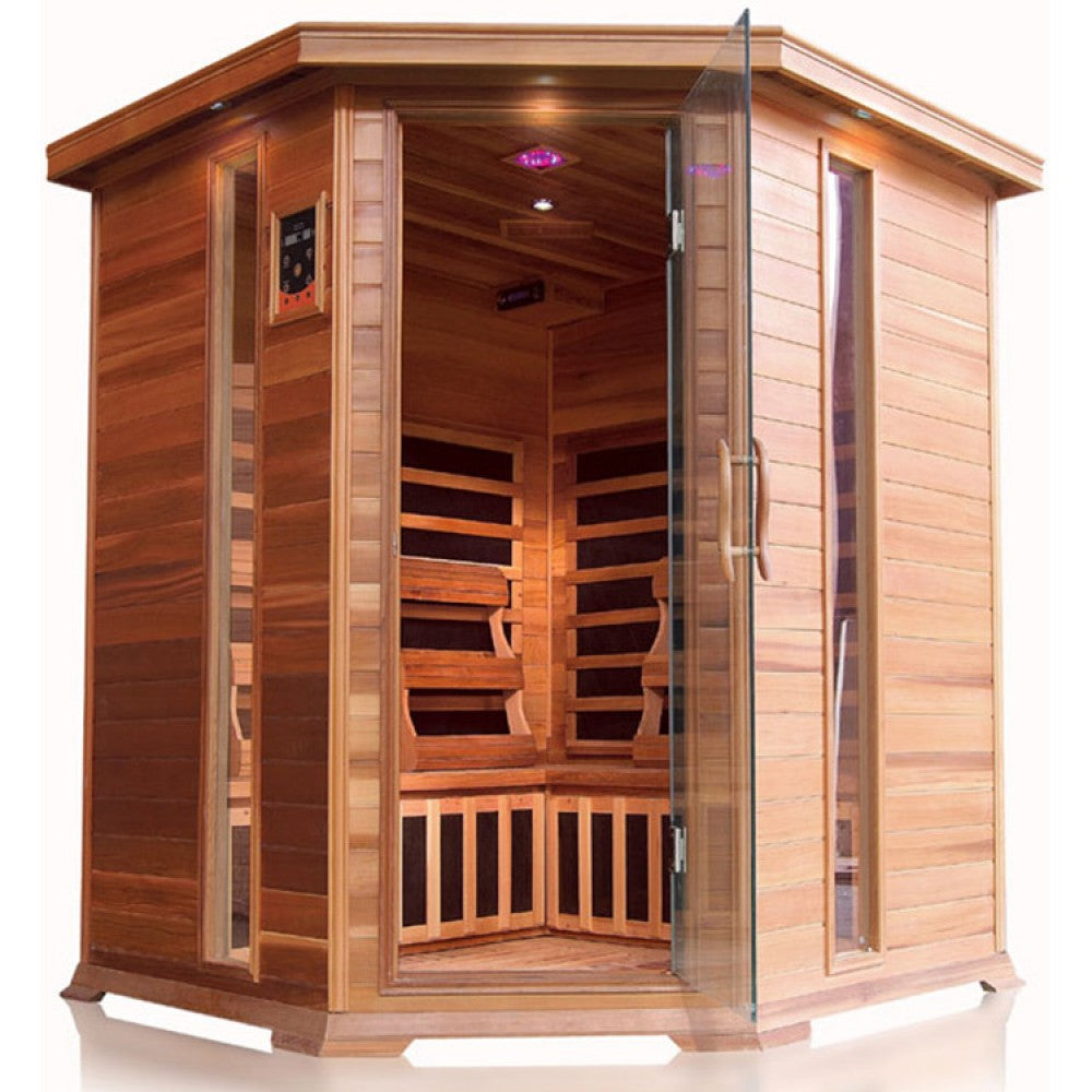 Sunray Bristol Bay 4 Person Cedar Corner Infrared Sauna HL400KC