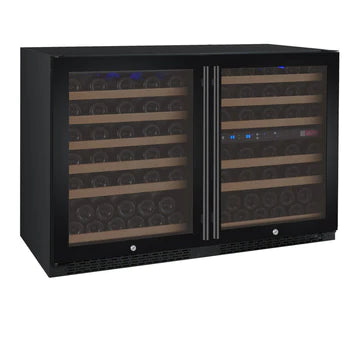 Allavino 47" Wide FlexCount II Tru-Vino 112 Bottle Three Zone Black Side-by-Side Wine Refrigerator