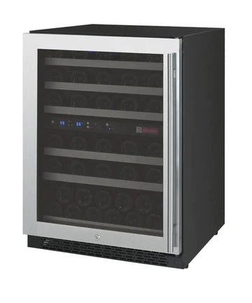 Allavino 24" Wide FlexCount II Tru Vino 56 Bottle Dual Zone Stainless Steel Left Hinge Wine Refrigerator